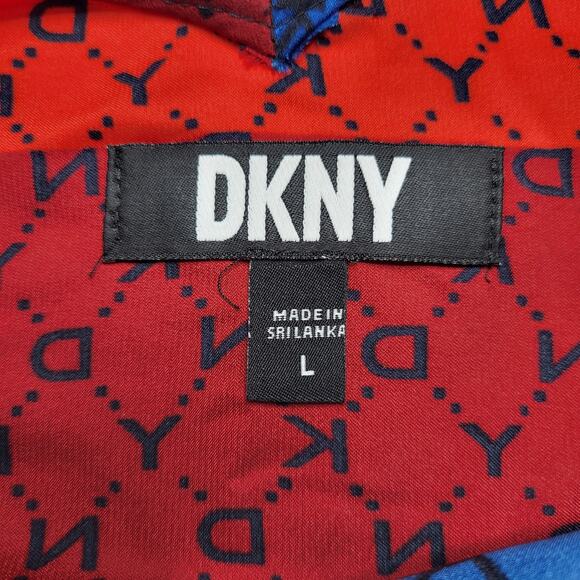 DKNY Rainbow Stripe Logo Tank Mini Dress Spaghetti Strap Red Yellow Pink Large - Picture 7 of 10